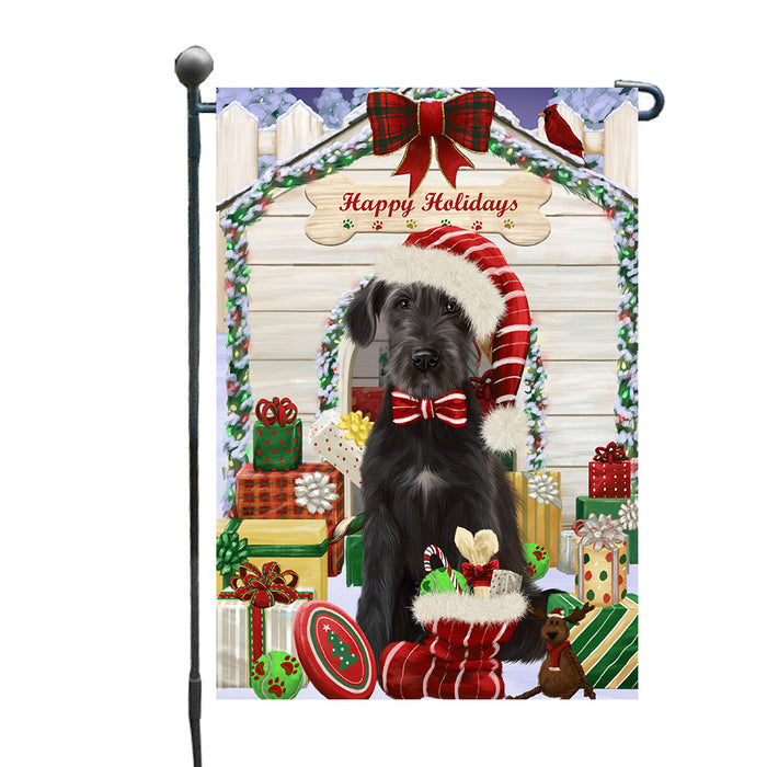 Christmas House with Presents Wolfhound Dog Garden Flags Outdoor Decor for Homes and Gardens Double Sided Garden Yard Spring Decorative Vertical Home Flags Garden Porch Lawn Flag for Decorations GFLG68087