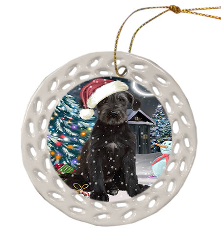 Christmas Holly Jolly Wolfhound Dog Doily Ornament DPOR58864