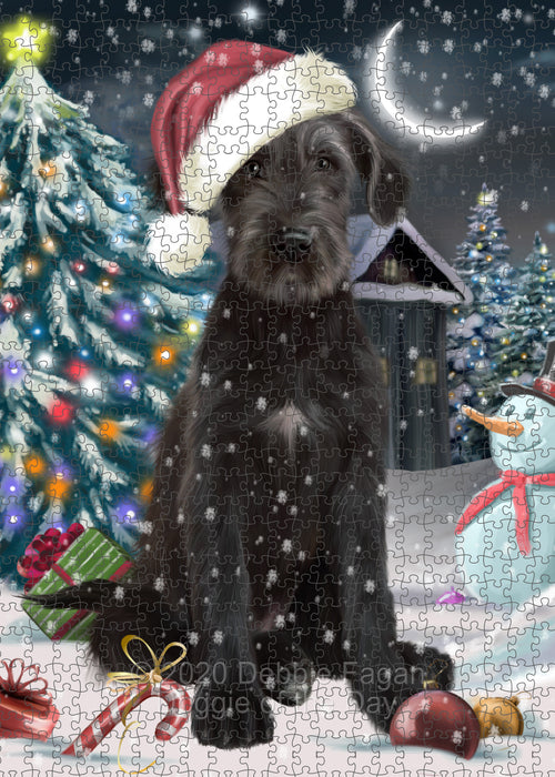 Christmas Holly Jolly Wolfhound Dog Portrait Jigsaw Puzzle for Adults Animal Interlocking Puzzle Game Unique Gift for Dog Lover's with Metal Tin Box PZL737