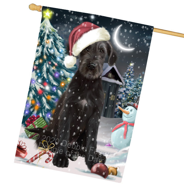 Christmas Holly Jolly Wolfhound Dog House Flag Outdoor Decorative Double Sided Pet Portrait Weather Resistant Premium Quality Animal Printed Home Decorative Flags 100% Polyester FLG69341