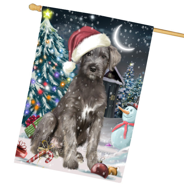 Christmas Holly Jolly Wolfhound Dog House Flag Outdoor Decorative Double Sided Pet Portrait Weather Resistant Premium Quality Animal Printed Home Decorative Flags 100% Polyester FLG69342