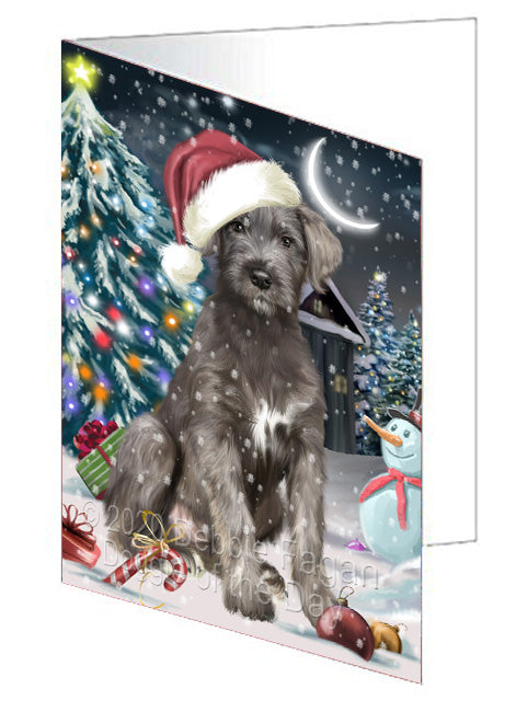 Christmas Holly Jolly Wolfhound Dog  Handmade Artwork Assorted Pets Greeting Cards and Note Cards with Envelopes for All Occasions and Holiday Seasons