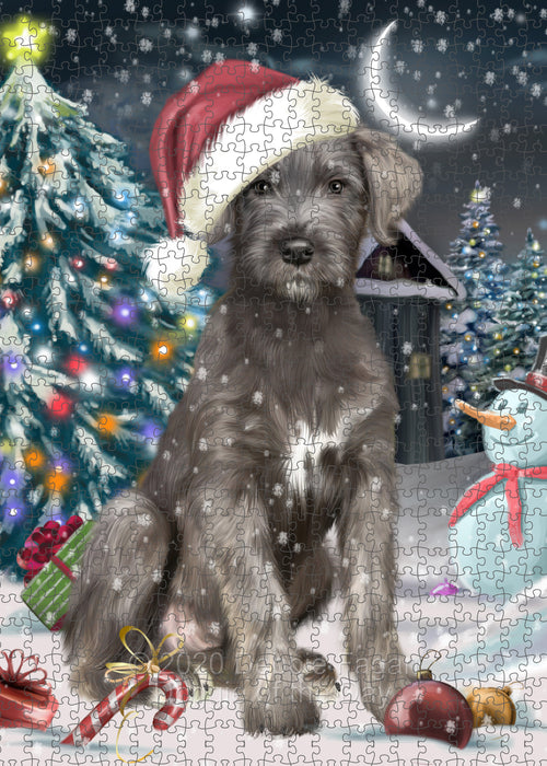 Christmas Holly Jolly Wolfhound Dog Portrait Jigsaw Puzzle for Adults Animal Interlocking Puzzle Game Unique Gift for Dog Lover's with Metal Tin Box PZL738