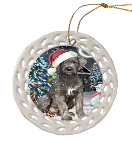 Christmas Holly Jolly Wolfhound Dog Doily Ornament DPOR58865