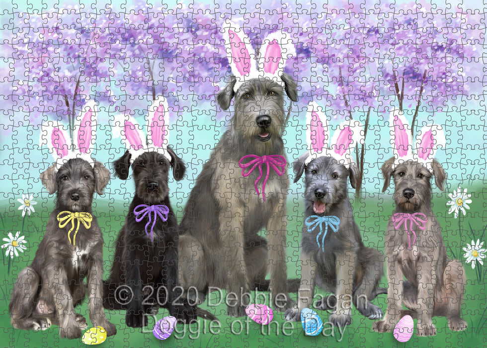 Easter Holiday Wolfhound Dogs Portrait Jigsaw Puzzle for Adults Animal Interlocking Puzzle Game Unique Gift for Dog Lover's with Metal Tin Box