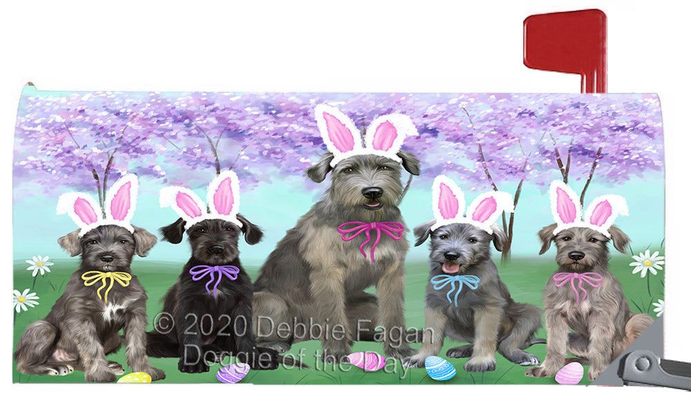 Easter Holiday Wolfhound Dogs Magnetic Mailbox Cover Both Sides Pet Theme Printed Decorative Letter Box Wrap Case Postbox Thick Magnetic Vinyl Material