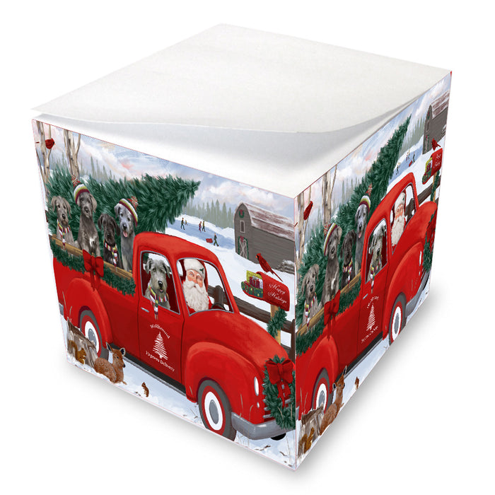 Christmas Santa Express Delivery Red Truck Wolfhound Dogs Note Cube NOC-DOTD-A57525