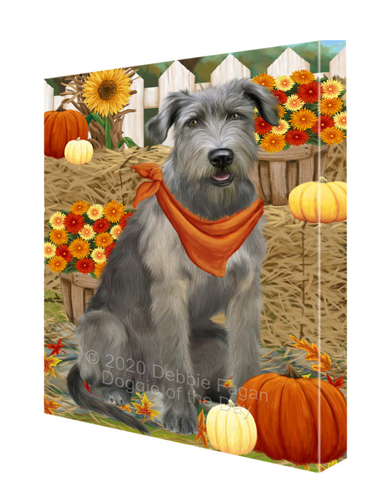 Fall Pumpkin Autumn Greeting Wolfhound Dog Canvas Wall Art - Premium Quality Ready to Hang Room Decor Wall Art Canvas - Unique Animal Printed Digital Painting for Decoration CVS468