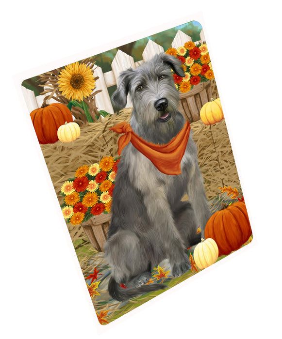 Fall Pumpkin Autumn Greeting Wolfhound Dog Cutting Board - For Kitchen - Scratch & Stain Resistant - Designed To Stay In Place - Easy To Clean By Hand - Perfect for Chopping Meats, Vegetables, CA83476
