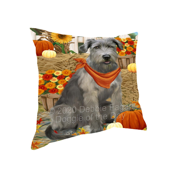 Fall Pumpkin Autumn Greeting Wolfhound Dog Pillow with Top Quality High-Resolution Images - Ultra Soft Pet Pillows for Sleeping - Reversible & Comfort - Ideal Gift for Dog Lover - Cushion for Sofa Couch Bed - 100% Polyester, PILA93109