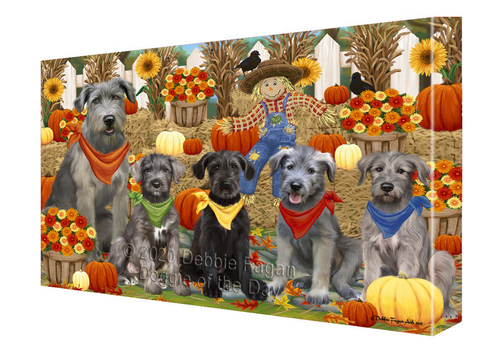 Fall Festive Gathering Wolfhound Dogs Canvas Wall Art - Premium Quality Ready to Hang Room Decor Wall Art Canvas - Unique Animal Printed Digital Painting for Decoration