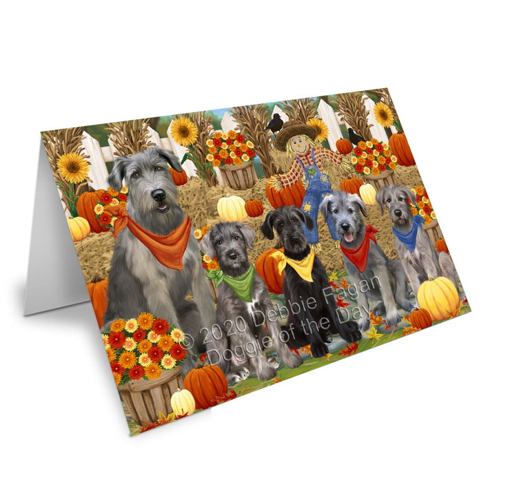 Fall Festive Gathering Wolfhound Dogs Handmade Artwork Assorted Pets Greeting Cards and Note Cards with Envelopes for All Occasions and Holiday Seasons