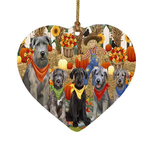 Fall Festive Gathering Wolfhound Dogs Heart Christmas Ornament HPORA59253