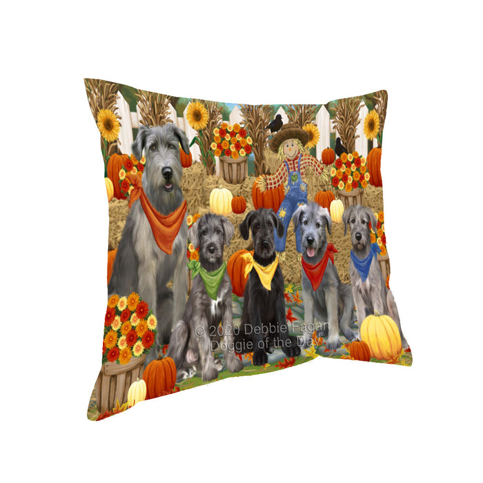 Fall Festive Gathering Wolfhound Dogs Pillow with Top Quality High-Resolution Images - Ultra Soft Pet Pillows for Sleeping - Reversible & Comfort - Ideal Gift for Dog Lover - Cushion for Sofa Couch Bed - 100% Polyester
