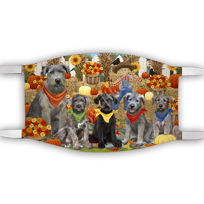 Fall Festive Harvest Time Gathering  Wolfhound Dogs Face Mask FM48586