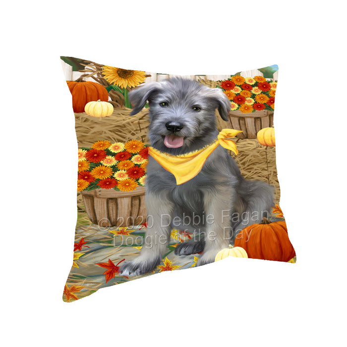 Fall Pumpkin Autumn Greeting Wolfhound Dog Pillow with Top Quality High-Resolution Images - Ultra Soft Pet Pillows for Sleeping - Reversible & Comfort - Ideal Gift for Dog Lover - Cushion for Sofa Couch Bed - 100% Polyester, PILA93115
