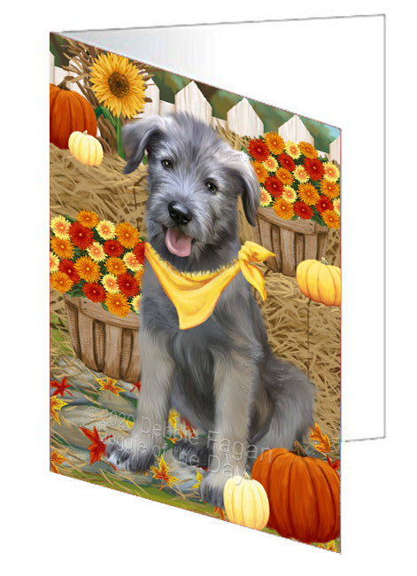 Fall Pumpkin Autumn Greeting Wolfhound Dog Handmade Artwork Assorted Pets Greeting Cards and Note Cards with Envelopes for All Occasions and Holiday Seasons