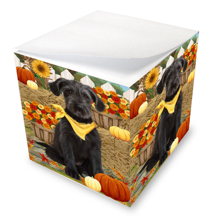 Fall Pumpkin Autumn Greeting Wolfhound Dog Note Cube NOC-DOTD-A57559