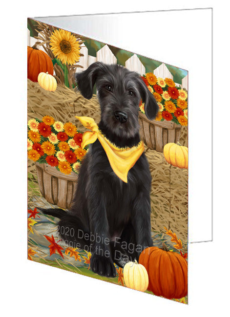 Fall Pumpkin Autumn Greeting Wolfhound Dog Handmade Artwork Assorted Pets Greeting Cards and Note Cards with Envelopes for All Occasions and Holiday Seasons