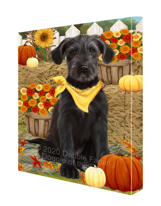 Fall Pumpkin Autumn Greeting Wolfhound Dog Canvas Wall Art - Premium Quality Ready to Hang Room Decor Wall Art Canvas - Unique Animal Printed Digital Painting for Decoration CVS469