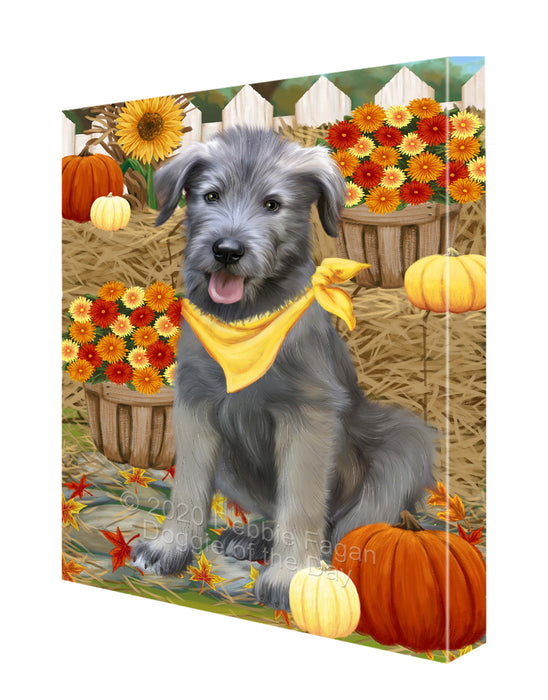 Fall Pumpkin Autumn Greeting Wolfhound Dog Canvas Wall Art - Premium Quality Ready to Hang Room Decor Wall Art Canvas - Unique Animal Printed Digital Painting for Decoration CVS470