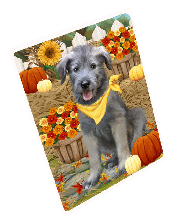 Fall Pumpkin Autumn Greeting Wolfhound Dog Cutting Board - For Kitchen - Scratch & Stain Resistant - Designed To Stay In Place - Easy To Clean By Hand - Perfect for Chopping Meats, Vegetables, CA83480