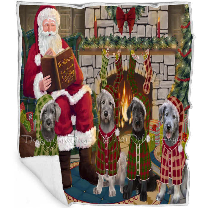 Christmas Cozy Holiday Tails Wolfhound Dogs Blanket BLNKT142851