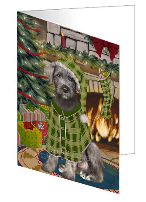 The Christmas Stocking was Hung Wolfhound Dog Handmade Artwork Assorted Pets Greeting Cards and Note Cards with Envelopes for All Occasions and Holiday Seasons