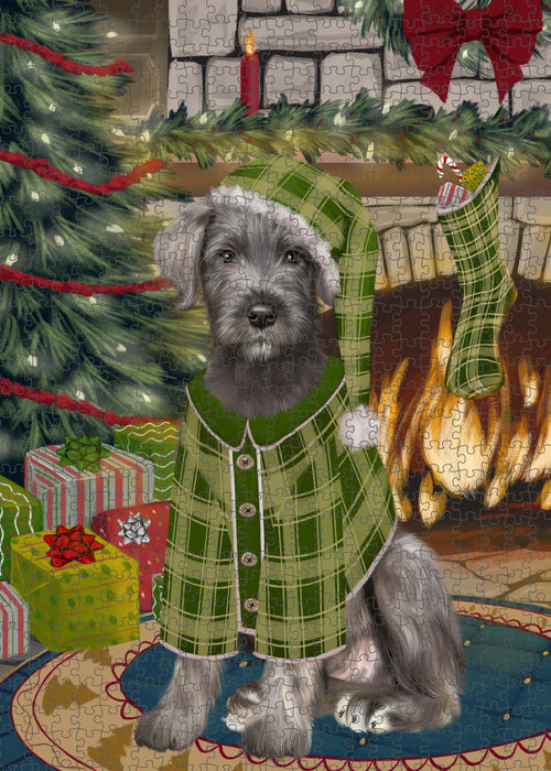 The Christmas Stocking was Hung Wolfhound Dog Portrait Jigsaw Puzzle for Adults Animal Interlocking Puzzle Game Unique Gift for Dog Lover's with Metal Tin Box PZL935