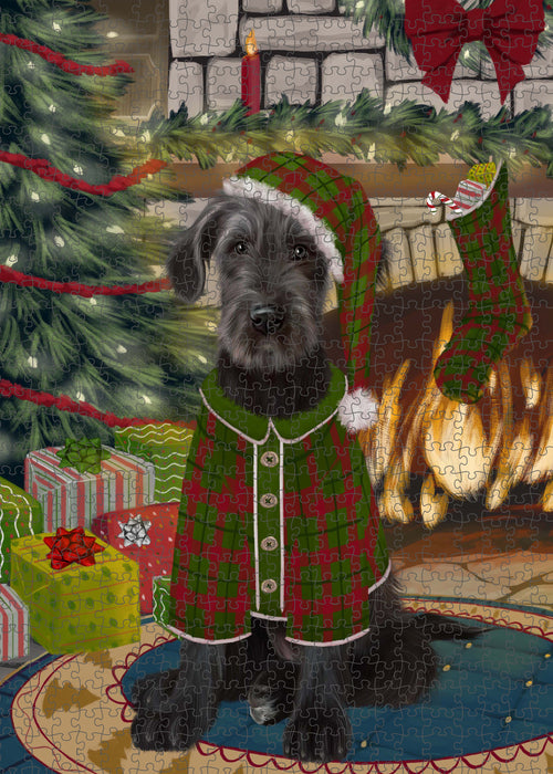 The Christmas Stocking was Hung Wolfhound Dog Portrait Jigsaw Puzzle for Adults Animal Interlocking Puzzle Game Unique Gift for Dog Lover's with Metal Tin Box PZL936