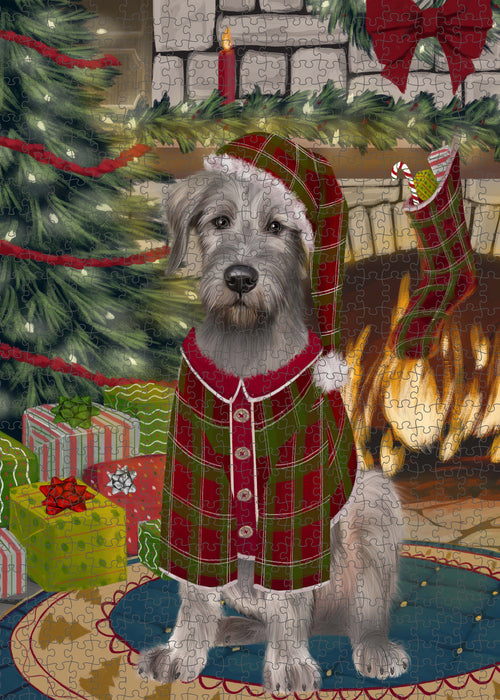 The Christmas Stocking was Hung Wolfhound Dog Portrait Jigsaw Puzzle for Adults Animal Interlocking Puzzle Game Unique Gift for Dog Lover's with Metal Tin Box PZL937