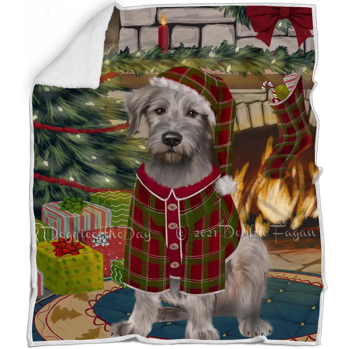 The Stocking was Hung Wolfhound Dog Blanket BLNKT142301
