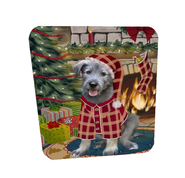 The Christmas Stocking was Hung Wolfhound Dog Coasters Set of 4 CSTA58629