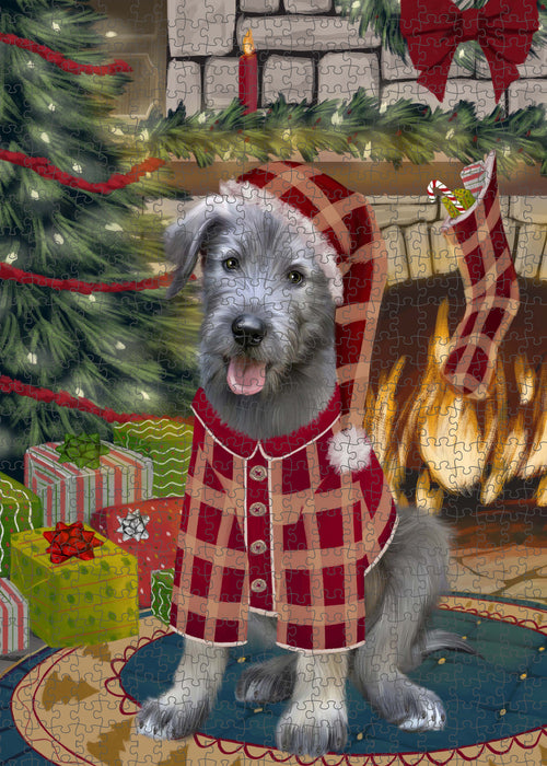 The Christmas Stocking was Hung Wolfhound Dog Portrait Jigsaw Puzzle for Adults Animal Interlocking Puzzle Game Unique Gift for Dog Lover's with Metal Tin Box PZL938
