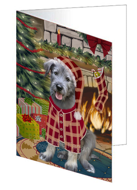The Christmas Stocking was Hung Wolfhound Dog Handmade Artwork Assorted Pets Greeting Cards and Note Cards with Envelopes for All Occasions and Holiday Seasons