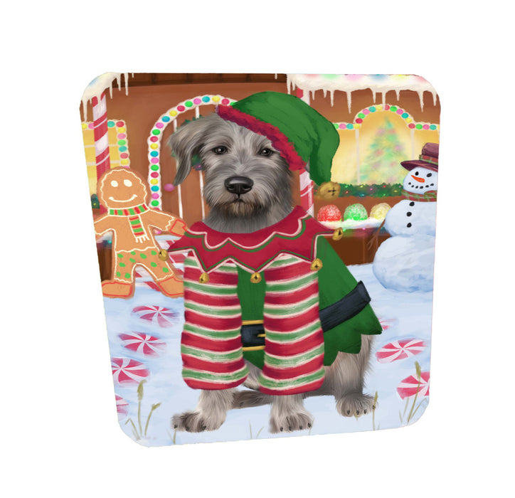 Christmas Gingerbread Elf Wolfhound Dog Coasters Set of 4 CSTA58352