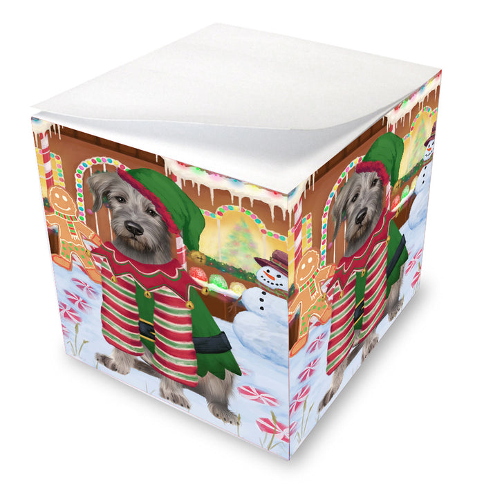 Christmas Gingerbread Elf Wolfhound Dog Note Cube NOC-DOTD-A57393