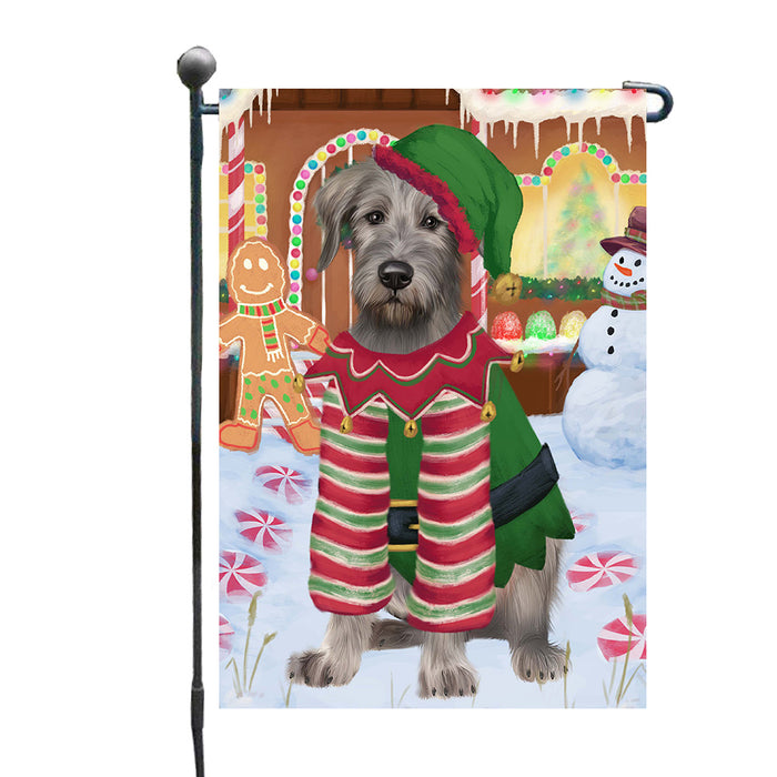 Christmas Gingerbread Elf Wolfhound Dog Garden Flags Outdoor Decor for Homes and Gardens Double Sided Garden Yard Spring Decorative Vertical Home Flags Garden Porch Lawn Flag for Decorations