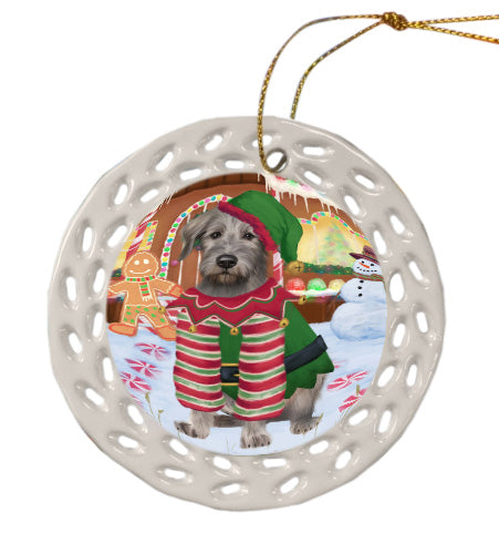 Christmas Gingerbread Elf Wolfhound Dog Doily Ornament DPOR58764