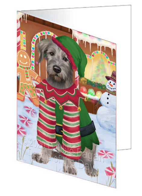 Christmas Gingerbread Elf Wolfhound Dog Handmade Artwork Assorted Pets Greeting Cards and Note Cards with Envelopes for All Occasions and Holiday Seasons