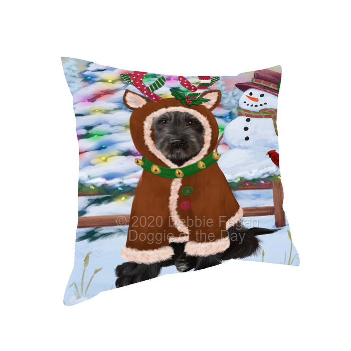 Christmas Gingerbread Reindeer Wolfhound Dog Pillow with Top Quality High-Resolution Images - Ultra Soft Pet Pillows for Sleeping - Reversible & Comfort - Ideal Gift for Dog Lover - Cushion for Sofa Couch Bed - 100% Polyester