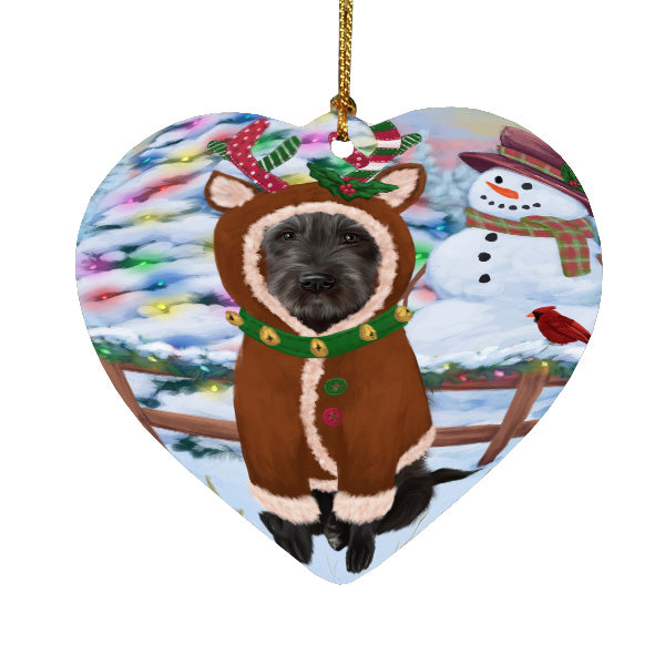 Christmas Gingerbread Reindeer Wolfhound Dog Heart Christmas Ornament HPORA59121