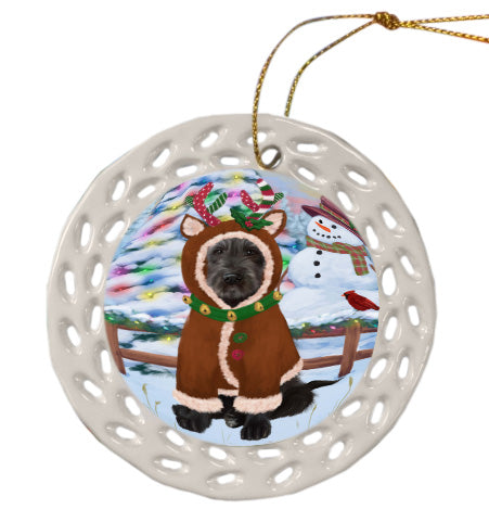 Christmas Gingerbread Reindeer Wolfhound Dog Doily Ornament DPOR58772