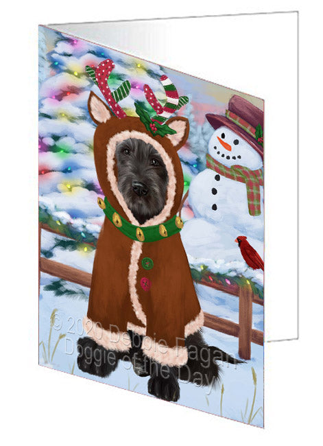 Christmas Gingerbread Reindeer Wolfhound Dog Handmade Artwork Assorted Pets Greeting Cards and Note Cards with Envelopes for All Occasions and Holiday Seasons
