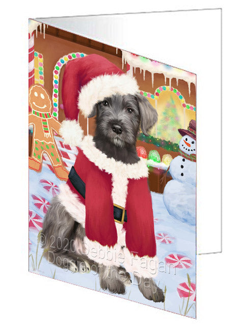 Christmas Gingerbread Candyfest Wolfhound Dog Handmade Artwork Assorted Pets Greeting Cards and Note Cards with Envelopes for All Occasions and Holiday Seasons