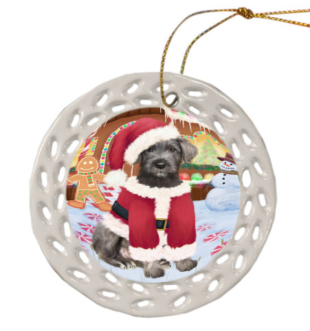 Christmas Gingerbread Candyfest Wolfhound Dog Doily Ornament DPOR58748