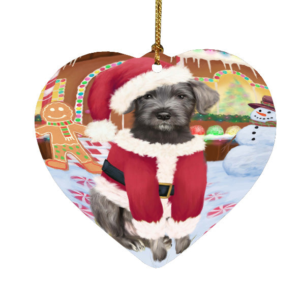 Christmas Gingerbread Candyfest Wolfhound Dog Heart Christmas Ornament HPORA59097