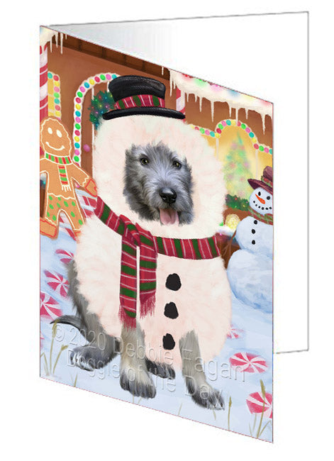 Christmas Gingerbread Snowman Wolfhound Dog Handmade Artwork Assorted Pets Greeting Cards and Note Cards with Envelopes for All Occasions and Holiday Seasons