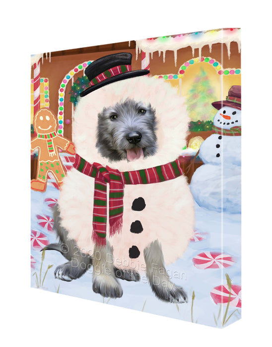 Christmas Gingerbread Snowman Wolfhound Dog Canvas Wall Art - Premium Quality Ready to Hang Room Decor Wall Art Canvas - Unique Animal Printed Digital Painting for Decoration