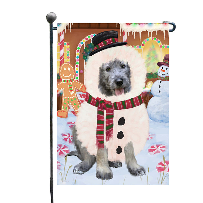 Christmas Gingerbread Snowman Wolfhound Dog Garden Flags Outdoor Decor for Homes and Gardens Double Sided Garden Yard Spring Decorative Vertical Home Flags Garden Porch Lawn Flag for Decorations